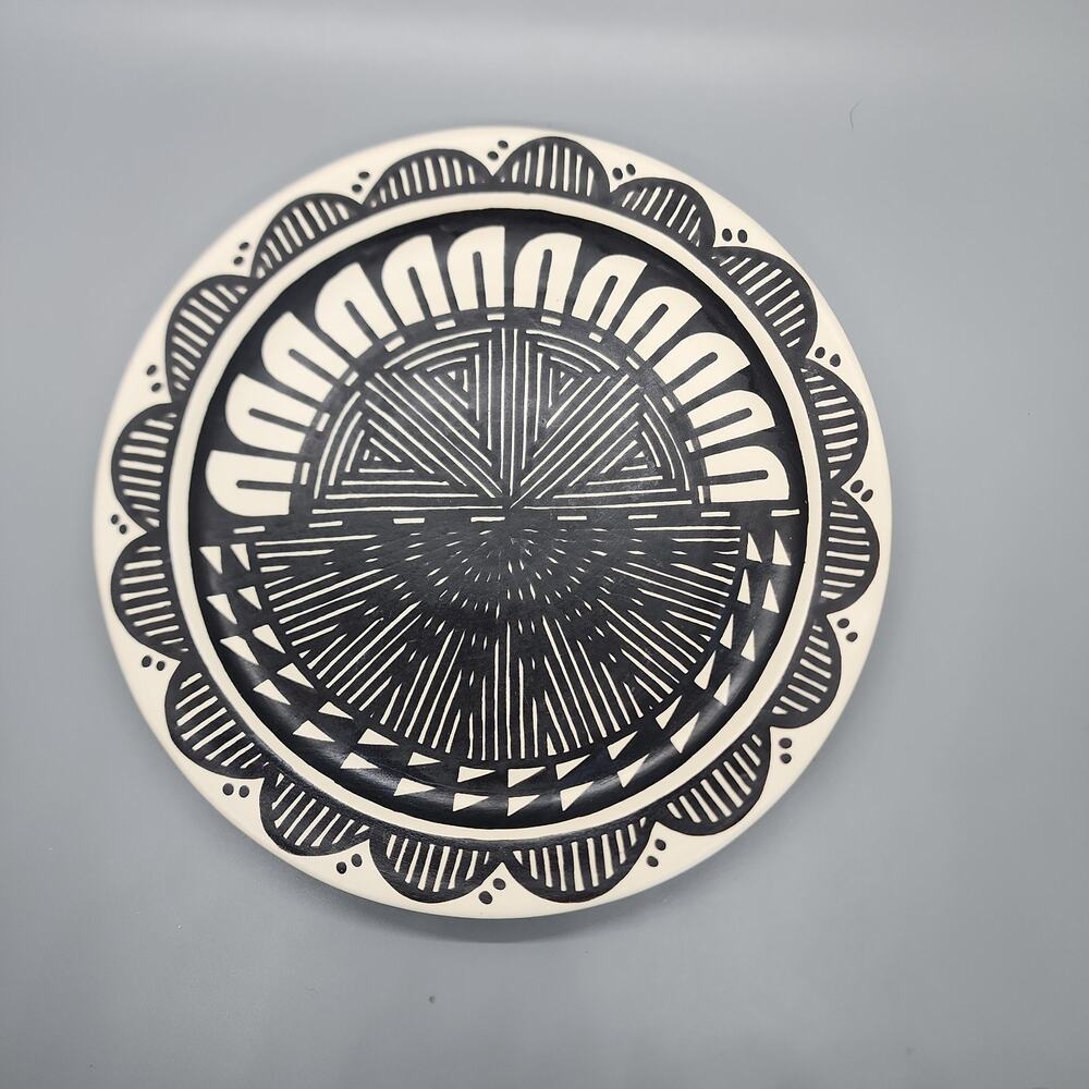 Native American Acoma Pueblo 8in Pottery Plate LANCE KEENE Painted Signed
